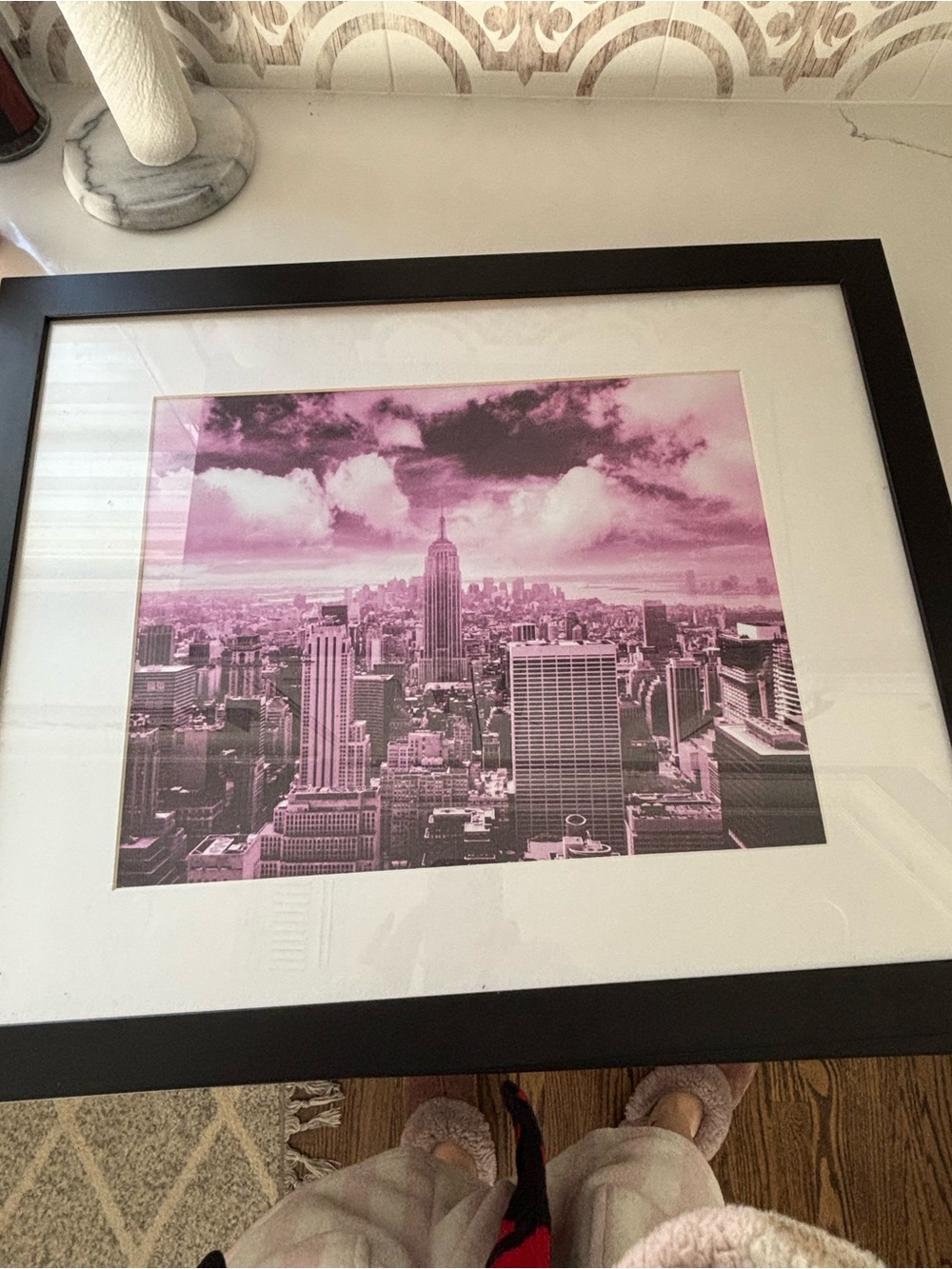 Framed Pink-Toned  NYC Cityscape Wall Art